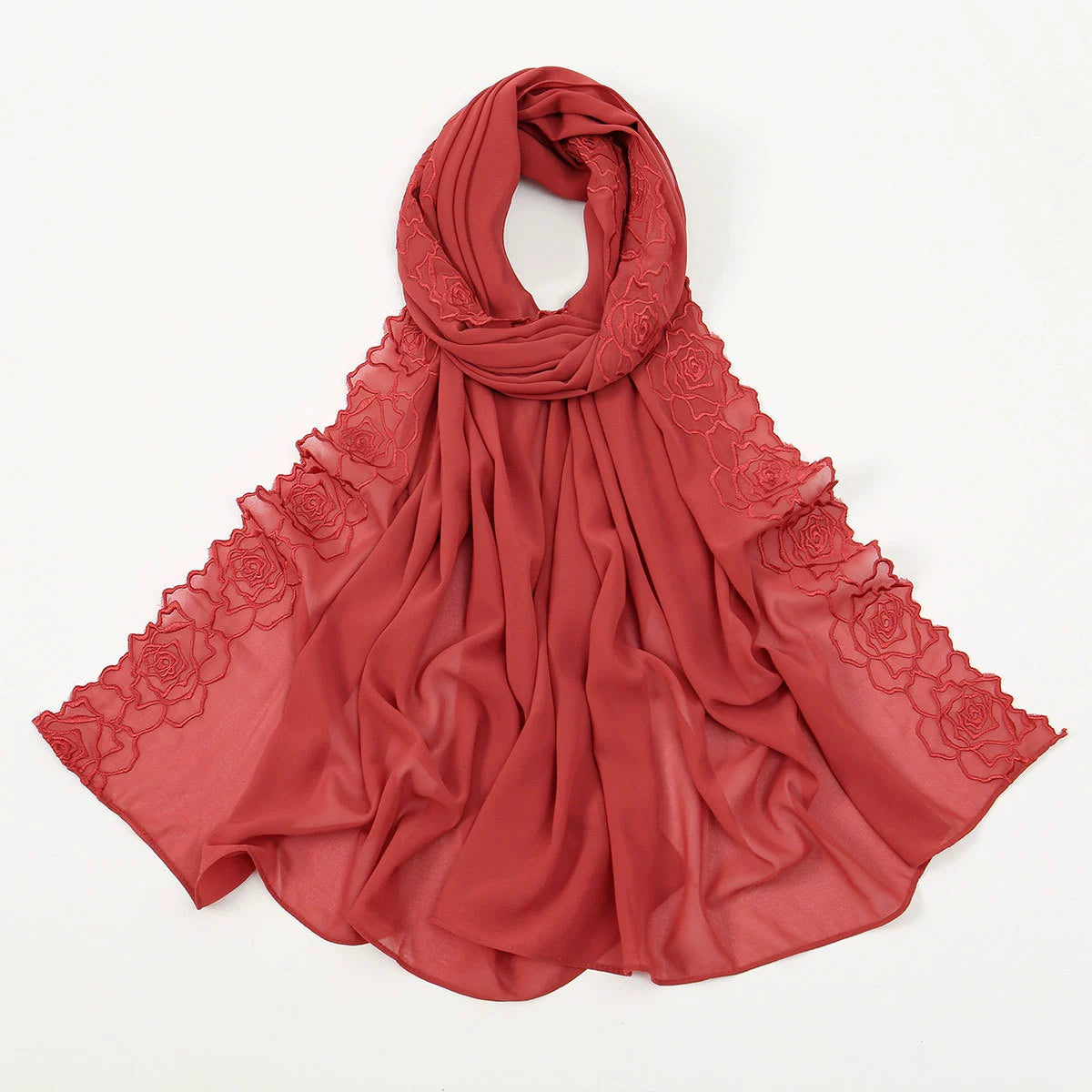 Hot-Selling Embroidered Chiffon Versatile Long Scarf, High-Quality, Comfortable, Breathable Women's Shawl, Headscarf, Fashionable Ol