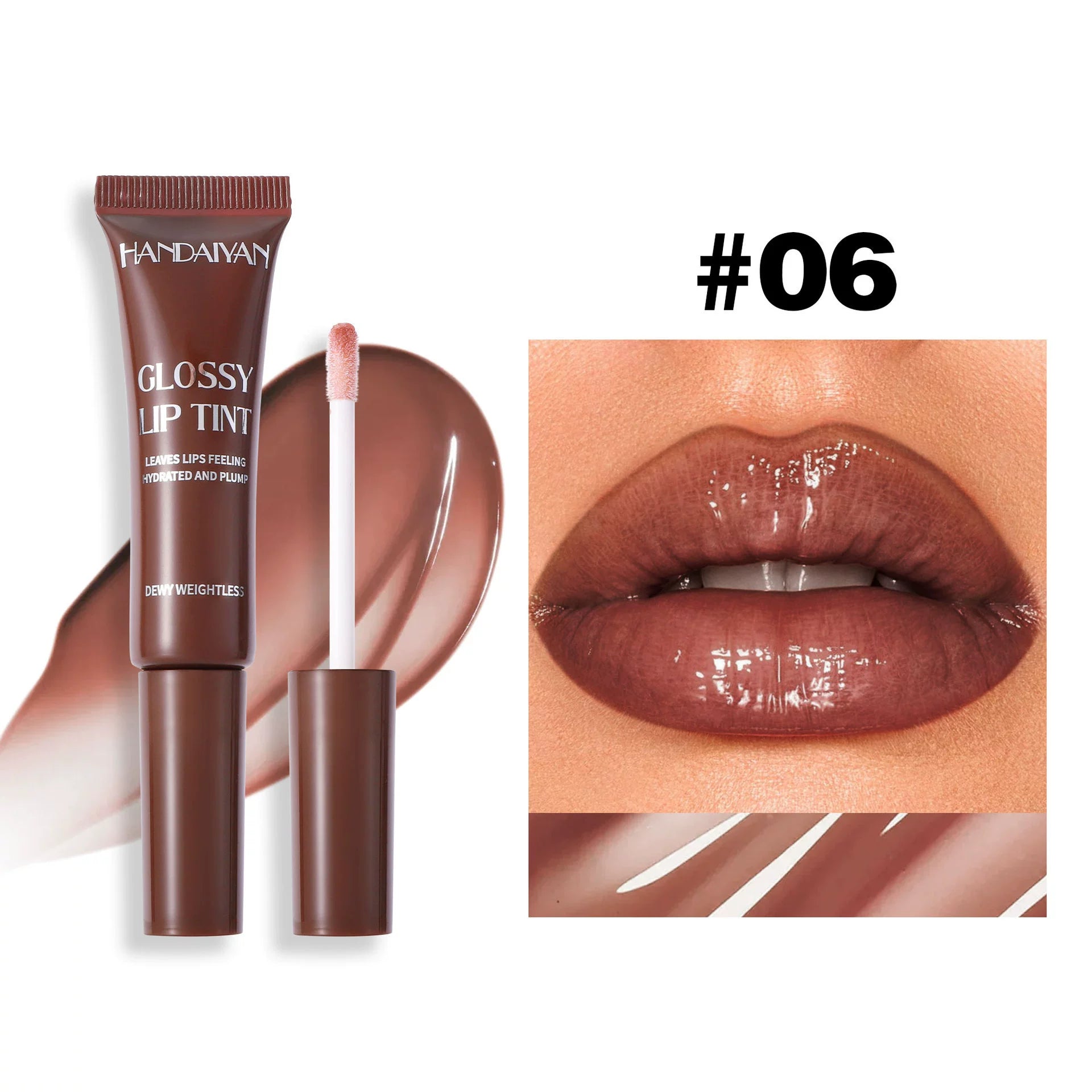 Tube Lip Gloss Moisturizing and Hydrating Cross-Border In-Stock Handaiyan Lip Gloss Lip Color Pearlescent Lip Oil Tube Lip Gloss