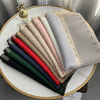 2025 Border Gold Edge Silk Scarf Classic Plaid Beaded Scarf Sunscreen Silk Scarf Gift Box Premium Sense