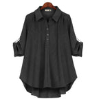 European and American Foreign Trade Women's Spring and Autumn New Two-color Fabric Shirt Large Size Loose Slimming Mid-length All-match Top