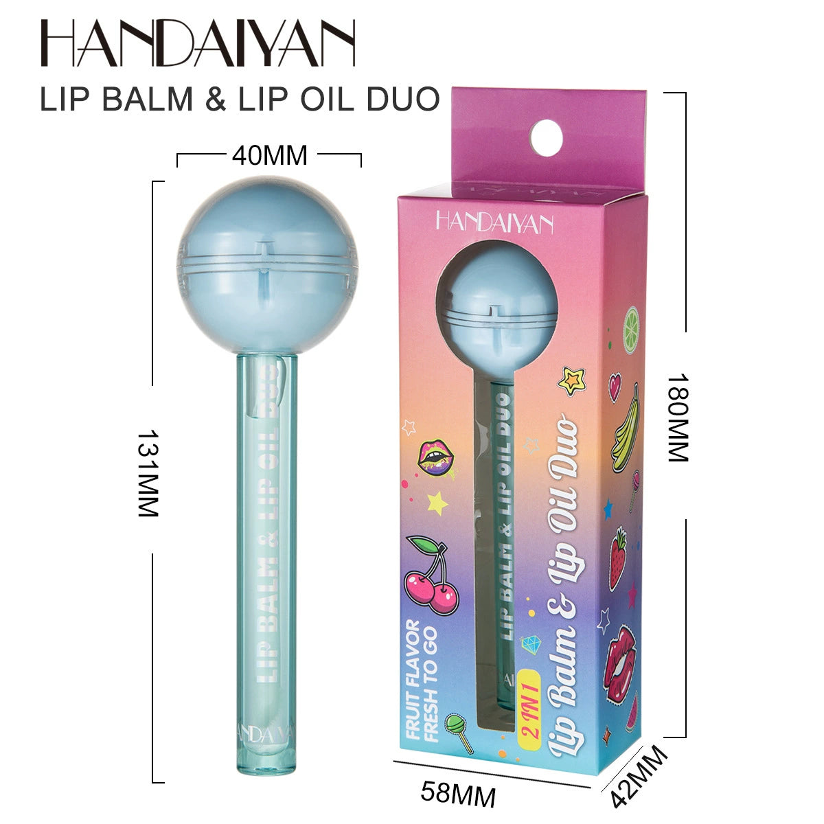 Cross-Border Color-Changing Lip Glazehaidaiyan Makeup Two-In-One Lollipop Moisturizing Lipstick Lip Oil Lip Gloss