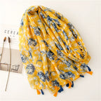 Cotton and linen artistic fresh lemon yellow Mori women's spring and summer thin silk yarn sunscreen shawl scarf scarf wholesale