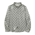 Factory Direct Sale Japanese Retro Polka Dot Print Artistic All-Cotton Double-Layer Gauze Shirt for Women Cotton Gauze Doll Collar Shirt