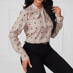 Stylish and chic tops with unique and exquisite polka dot tie-front high-end shirts, available for cross-border trade in Europe and America.