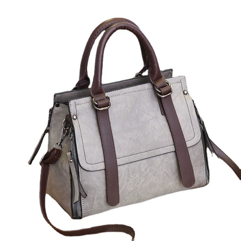 [Bross-Border Women's Bag] 2025 Summer New Fashion Handbag Korean Style Retro Large Capacity Single Shoulder Crossbody Bag Trendy