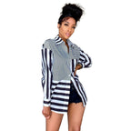 Cross-border e-commerce source manufacturers 2021 autumn European and American women's fashion ladies striped printed loose shirt skirt