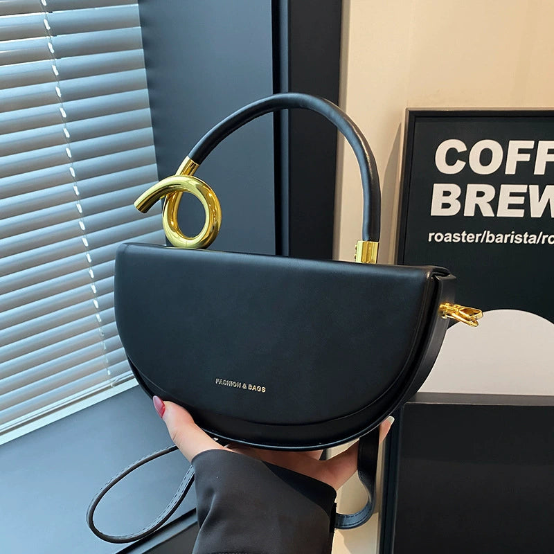 Fashionable Saddle Handbag, High-End Textured Armpit Bag, Versatile Casual Commuting to Work, Crossbody Shoulder Bag for Women