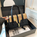 Contrast Color Tote Women's Bag Cross-border European and American Retro Leopard Print Portable Shoulder Crossbody Bag Women's Ladies handbag