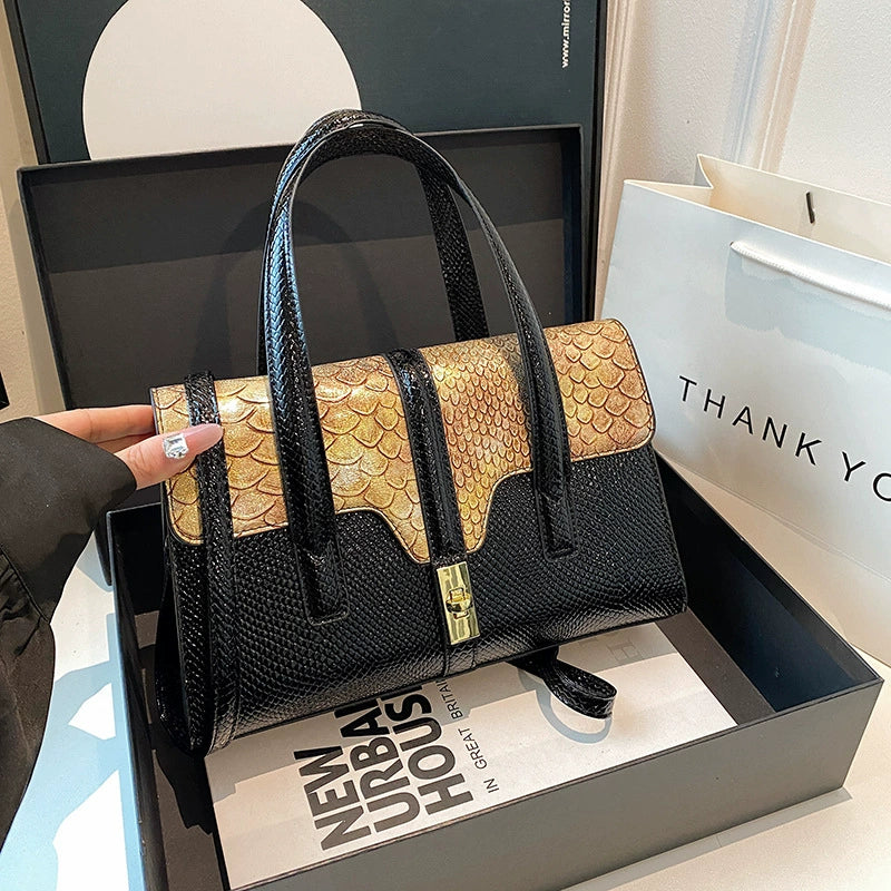 Contrast Color Tote Women's Bag Cross-border European and American Retro Leopard Print Portable Shoulder Crossbody Bag Women's Ladies handbag