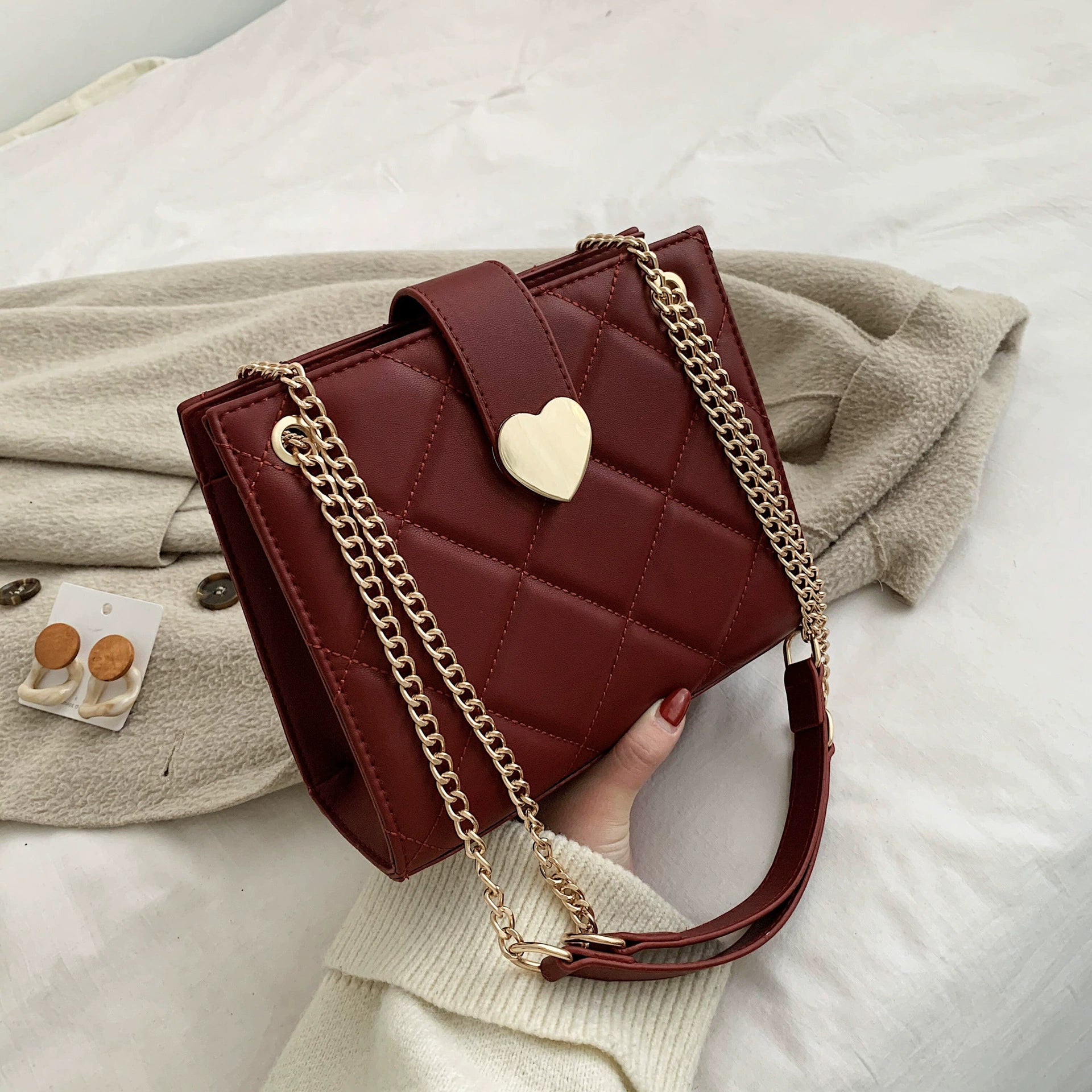 Red Bag Women's 2024 New Fashionable Shoulder Bag Large Capacity Wedding Bag Wedding Bridesmaid Bride Tote Bag