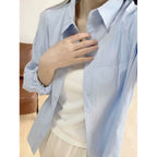 Cross-Border Pure Cotton Solid Color Women's Loose Casual Slimming Versatile Layered Sun Protection Shirt Top Wholesale