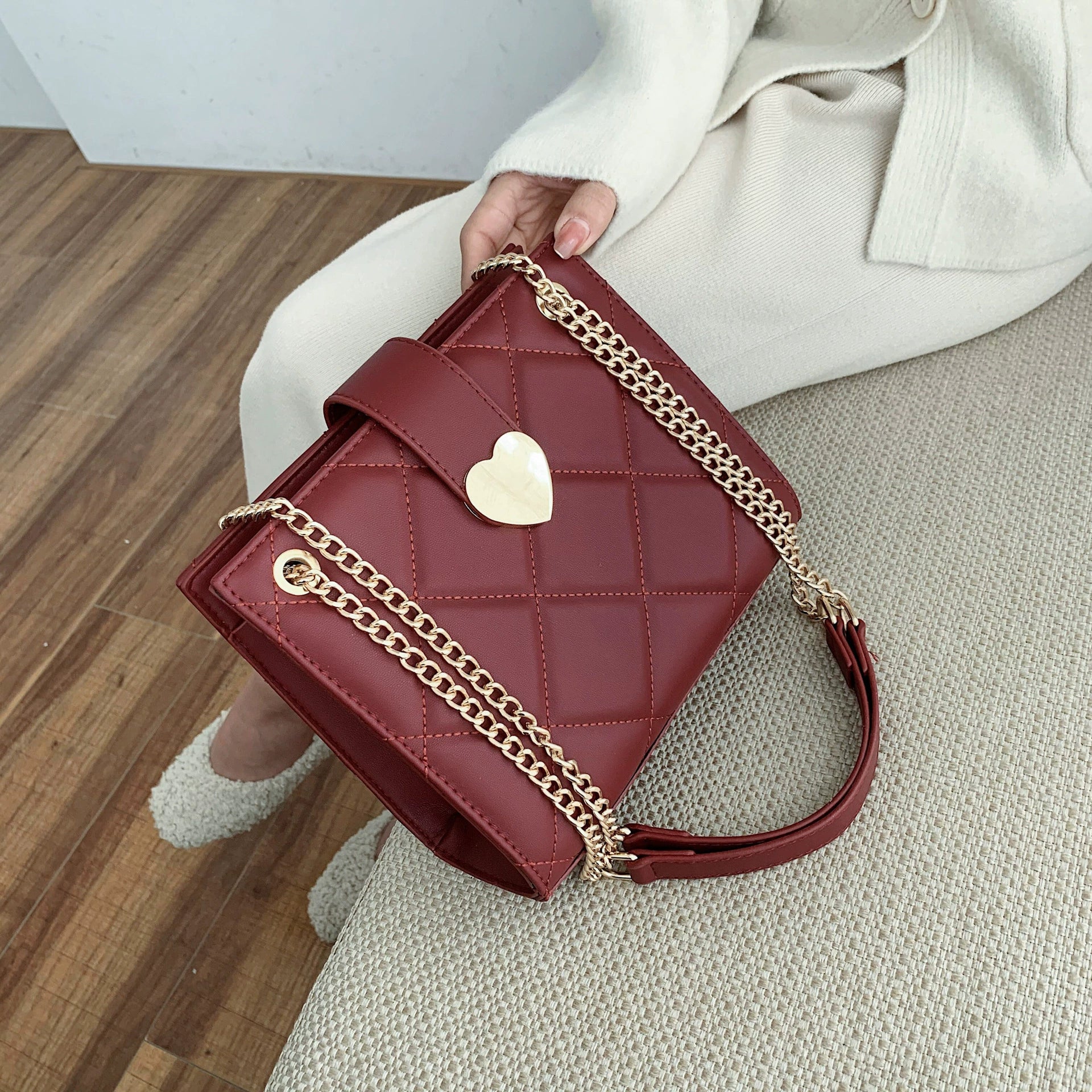Red Bag Women's 2024 New Fashionable Shoulder Bag Large Capacity Wedding Bag Wedding Bridesmaid Bride Tote Bag
