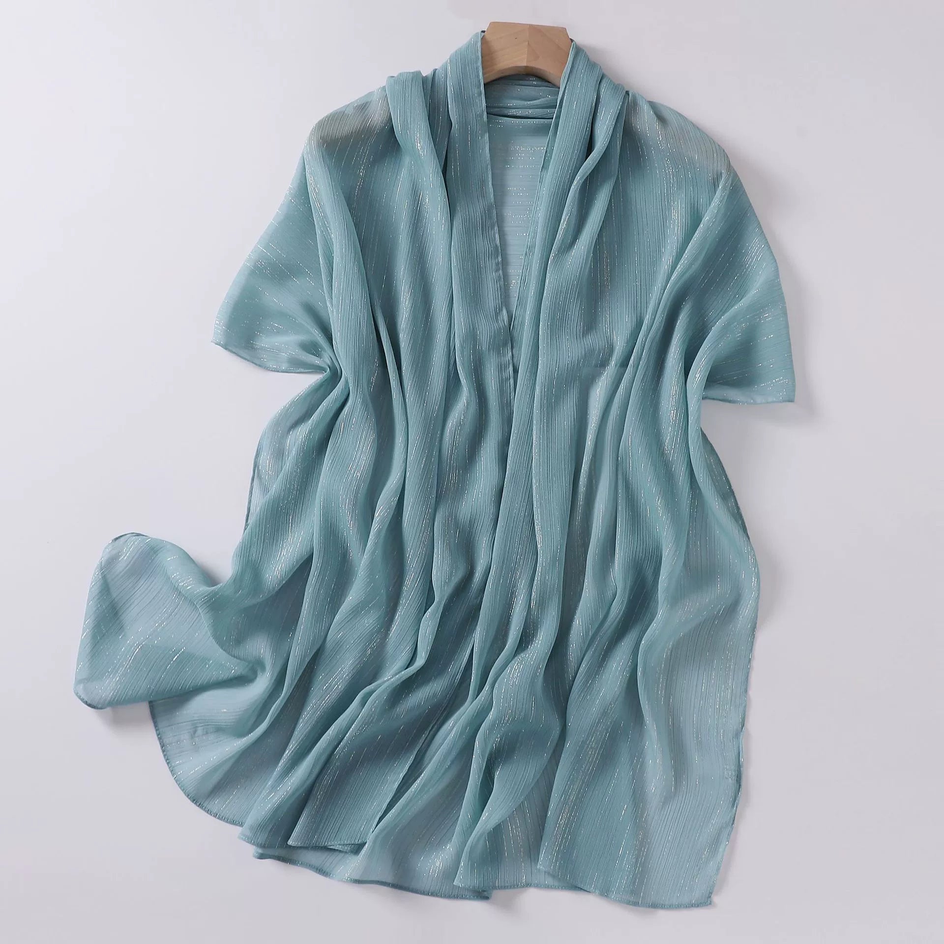 Cross-border Live Broadcast New Chiffon Silver Pleated Long Scarf Hui Scarf Middle East Africa Headscarf Can Change DIY
