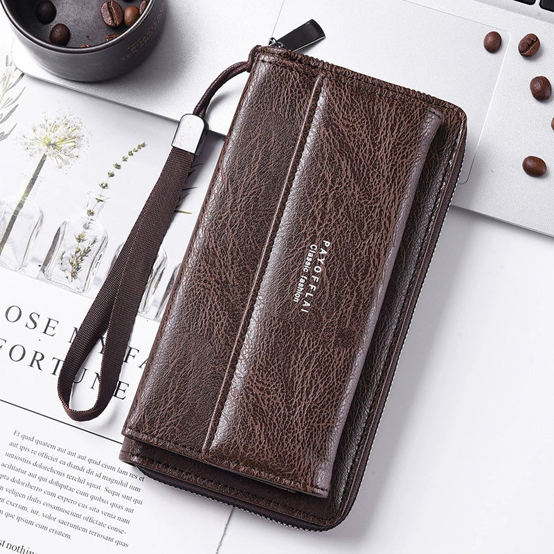 New Men's Wallet Pu Multi-Card Slot Casual Long Wallet Large Capacity Clutch Mobile Phone Coin Purse