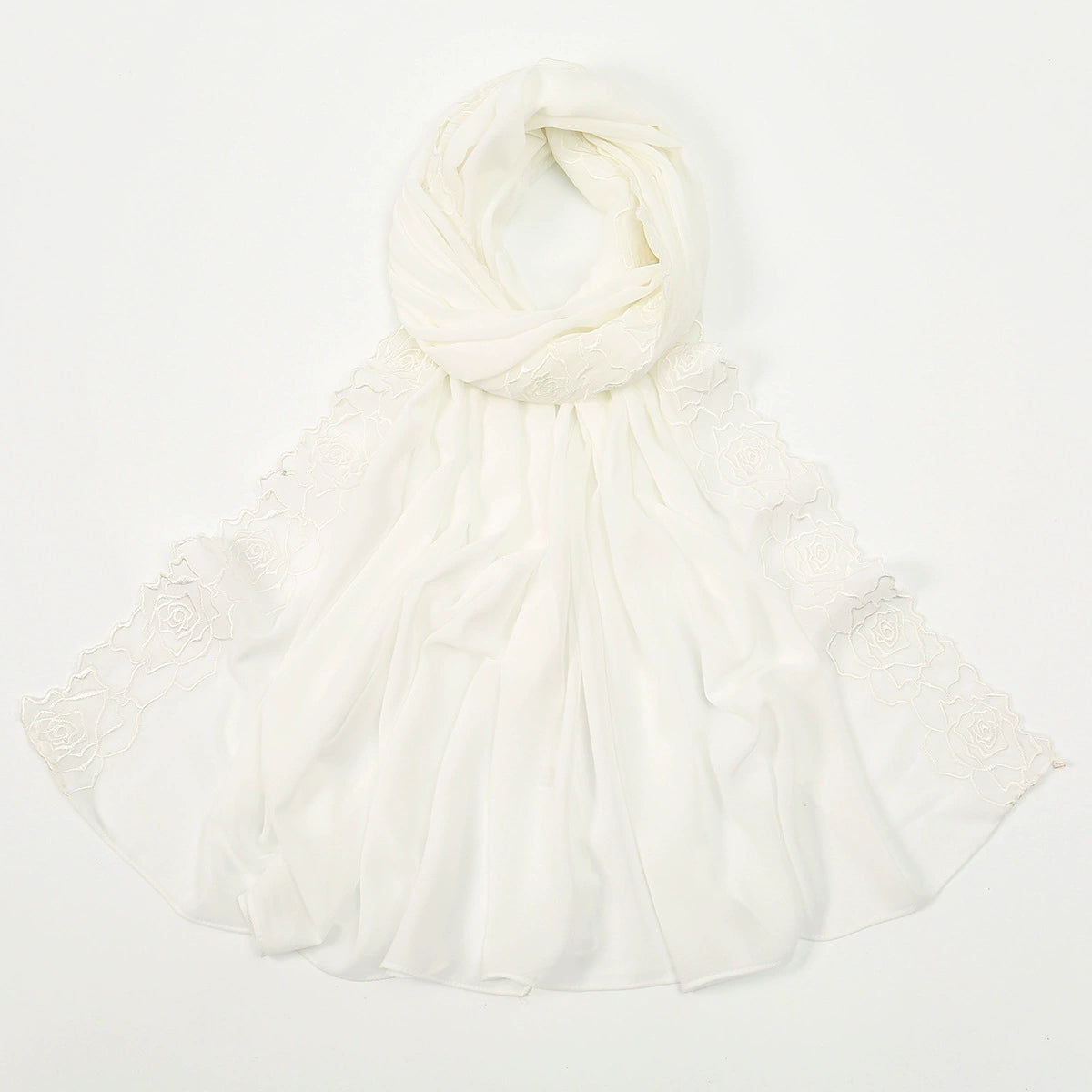 Hot-Selling Embroidered Chiffon Versatile Long Scarf, High-Quality, Comfortable, Breathable Women's Shawl, Headscarf, Fashionable Ol
