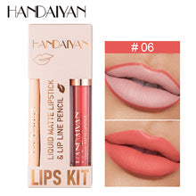 Cross-Border Lip Liner Lip Glaze Set Handaiyan Waterproof Non-Stick Cup Velvet Matte Lipstick Lip Liner Set