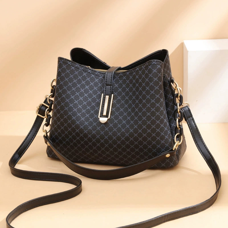 [Drop Shipping Women's Bag] 2025 Autumn and Winter New Bucket Women's Bag Fashionable Printed Shoulder Crossbody Bag Simple Handbag