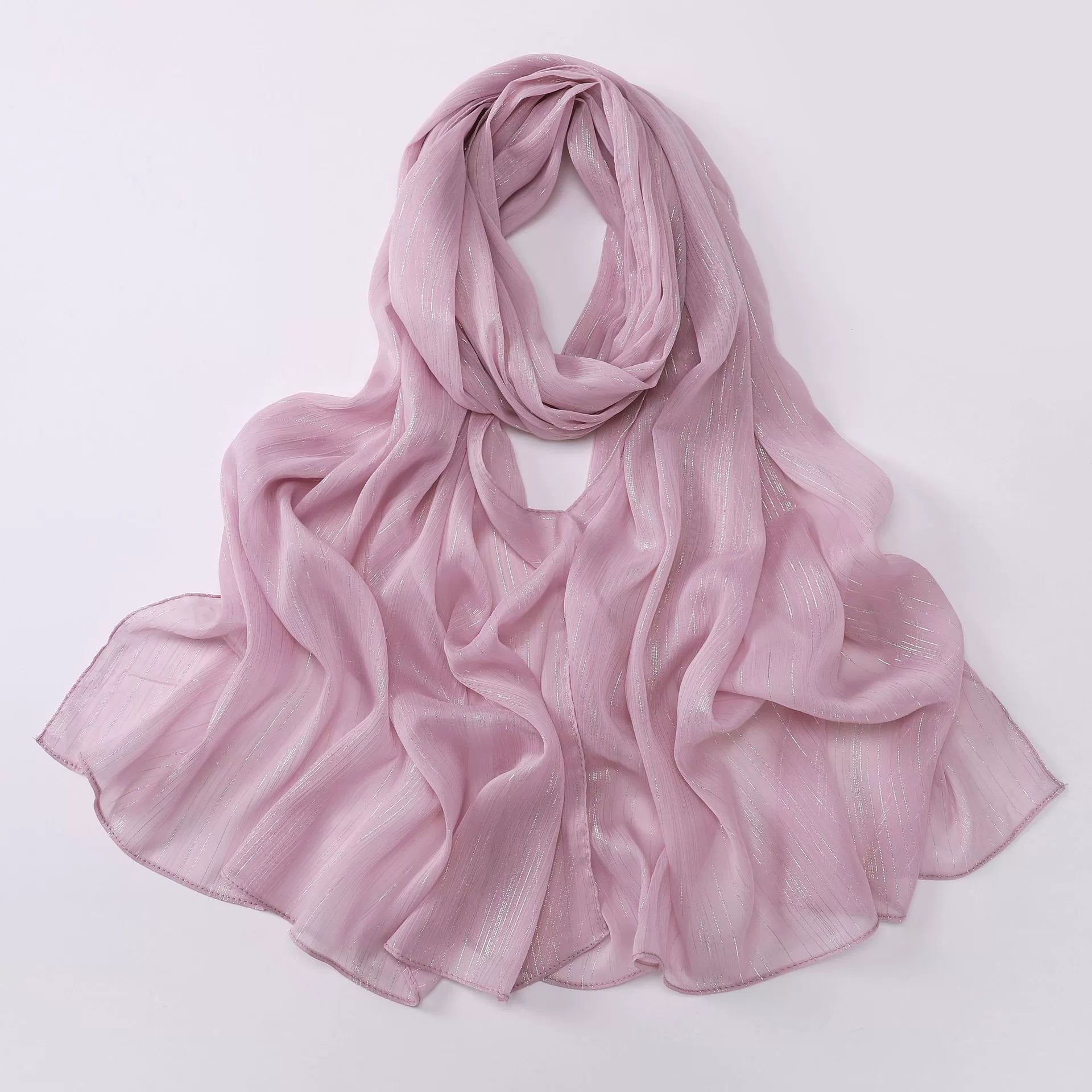 Cross-border Live Broadcast New Chiffon Silver Pleated Long Scarf Hui Scarf Middle East Africa Headscarf Can Change DIY