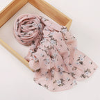 New Malaysian Pearl Chiffon Silk Scarf Rose Print Hijab Hui Turban Gauze Scarf Wholesale