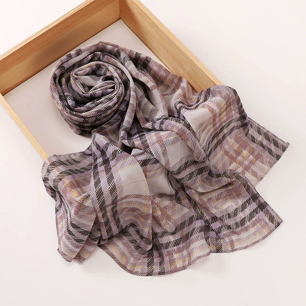 New Malaysian Pearl Chiffon Silk Scarf Rose Print Hijab Hui Turban Gauze Scarf Wholesale
