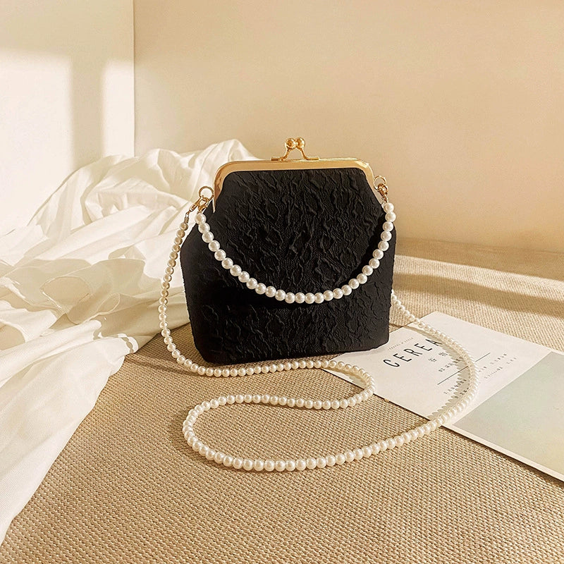 Foreign Trade Mobile Phone Bag 2025 New Cloud Cheongsam Women's Bag Pearl Chain Crossbody Bag Japanese Mouth Gold Cosmetic Bag