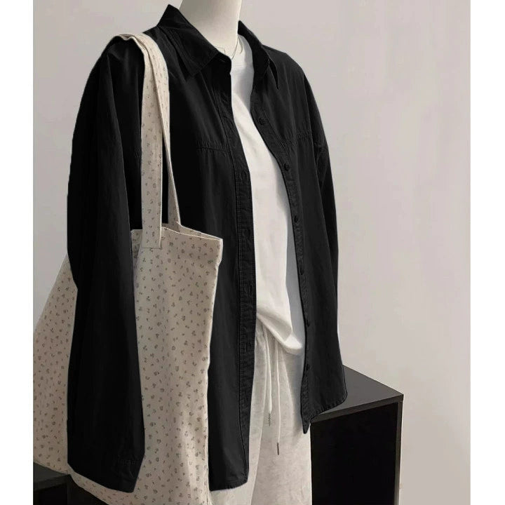 Cross-Border Pure Cotton Solid Color Women's Loose Casual Slimming Versatile Layered Sun Protection Shirt Top Wholesale