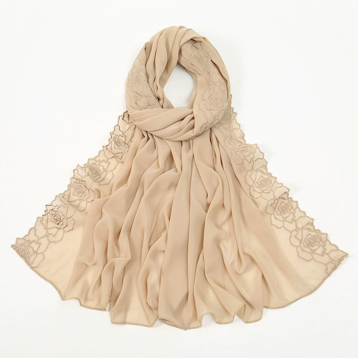Hot-Selling Embroidered Chiffon Versatile Long Scarf, High-Quality, Comfortable, Breathable Women's Shawl, Headscarf, Fashionable Ol