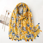 Cotton and linen artistic fresh lemon yellow Mori women's spring and summer thin silk yarn sunscreen shawl scarf scarf wholesale