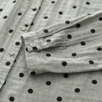 Factory Direct Sale Japanese Retro Polka Dot Print Artistic All-Cotton Double-Layer Gauze Shirt for Women Cotton Gauze Doll Collar Shirt