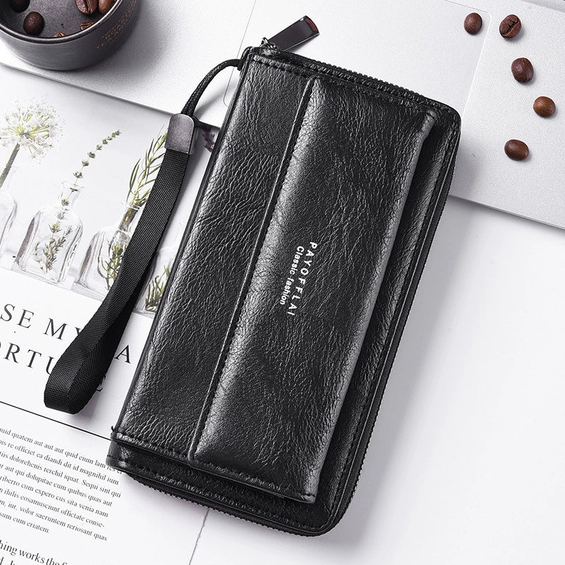 New Men's Wallet Pu Multi-Card Slot Casual Long Wallet Large Capacity Clutch Mobile Phone Coin Purse