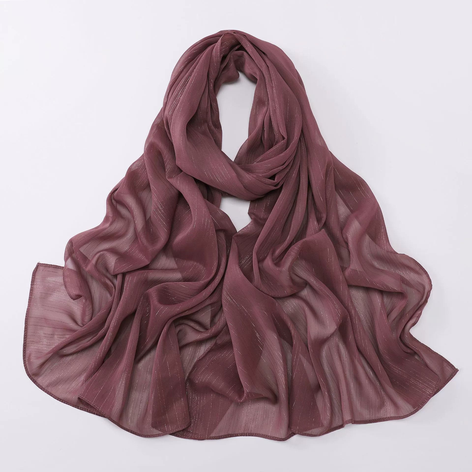 Cross-border Live Broadcast New Chiffon Silver Pleated Long Scarf Hui Scarf Middle East Africa Headscarf Can Change DIY
