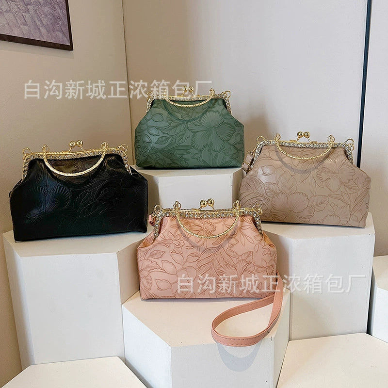 2024 Autumn Single Shoulder Crossbody Bag Cheongsam Clip Personalized Korean Handbag Bags Small Fragrance Style Evening Bag