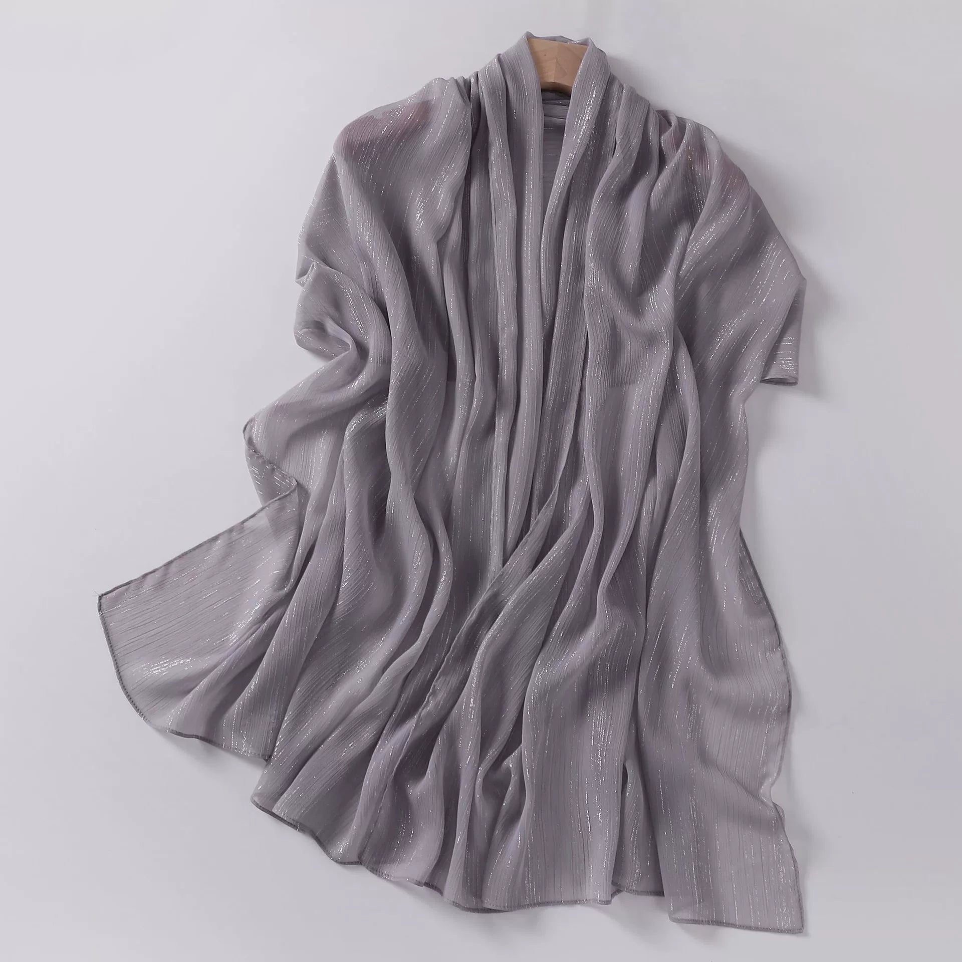 Cross-border Live Broadcast New Chiffon Silver Pleated Long Scarf Hui Scarf Middle East Africa Headscarf Can Change DIY