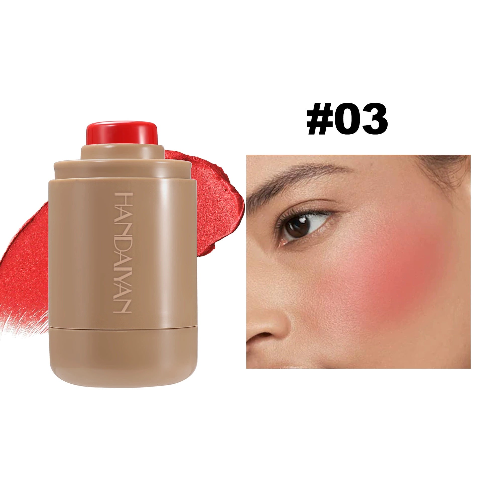 Cross-Border Blush Stick for Natural Contouring 6-Color Matte Handaiyan Portable Lip and Cheek Blush Stick