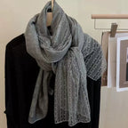 French lace cotton and linen scarf Spring and Autumn new artistic shawl women's autumn and winter thin scarf fashion scarf winter