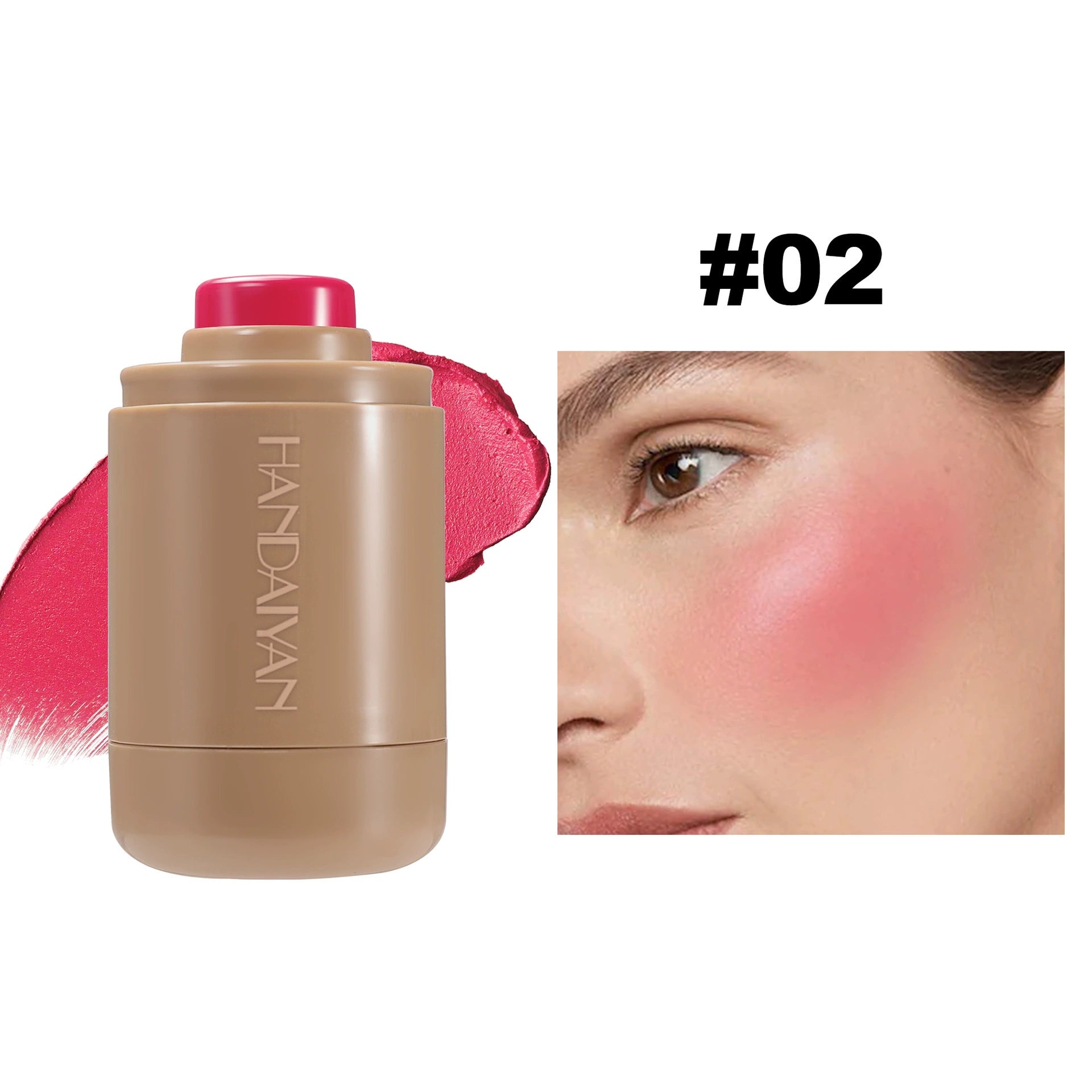 Cross-Border Blush Stick for Natural Contouring 6-Color Matte Handaiyan Portable Lip and Cheek Blush Stick