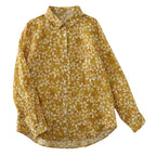 Real Shot Cotton Linen Linen Floral Shirt Joker Good Quality Autumn New Artistic 2024 French Yellow Printed Shirt