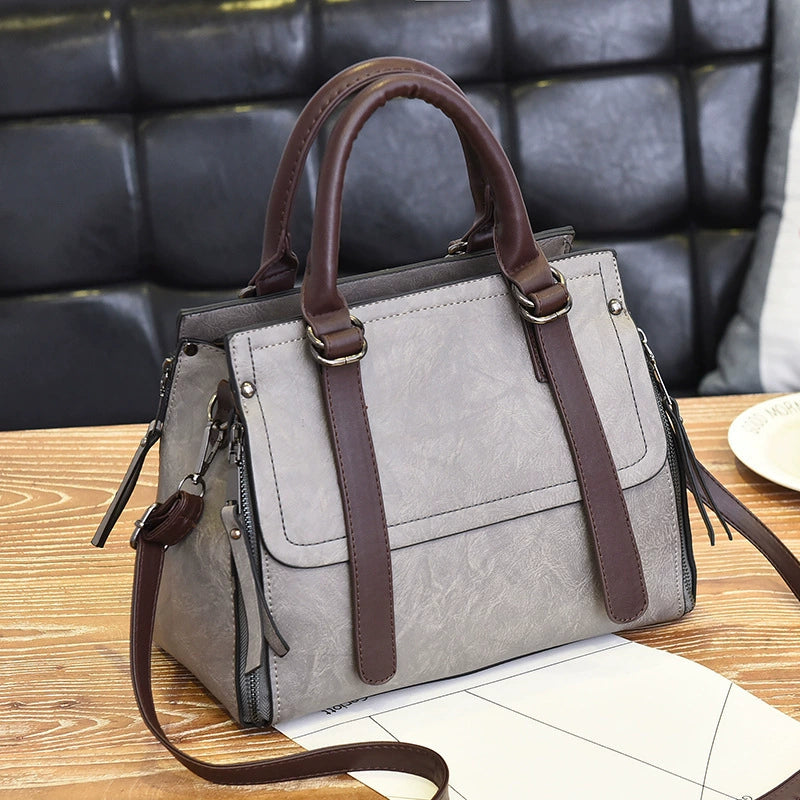 [Bross-Border Women's Bag] 2025 Summer New Fashion Handbag Korean Style Retro Large Capacity Single Shoulder Crossbody Bag Trendy