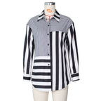 Cross-border e-commerce source manufacturers 2021 autumn European and American women's fashion ladies striped printed loose shirt skirt