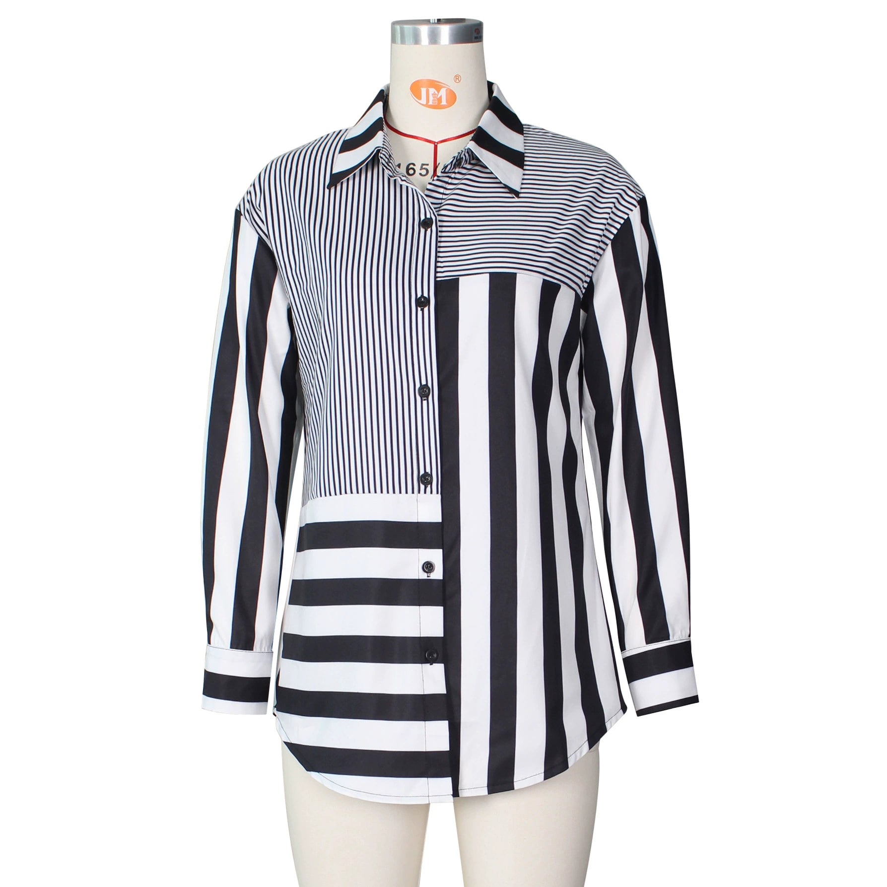 Cross-border e-commerce source manufacturers 2021 autumn European and American women's fashion ladies striped printed loose shirt skirt