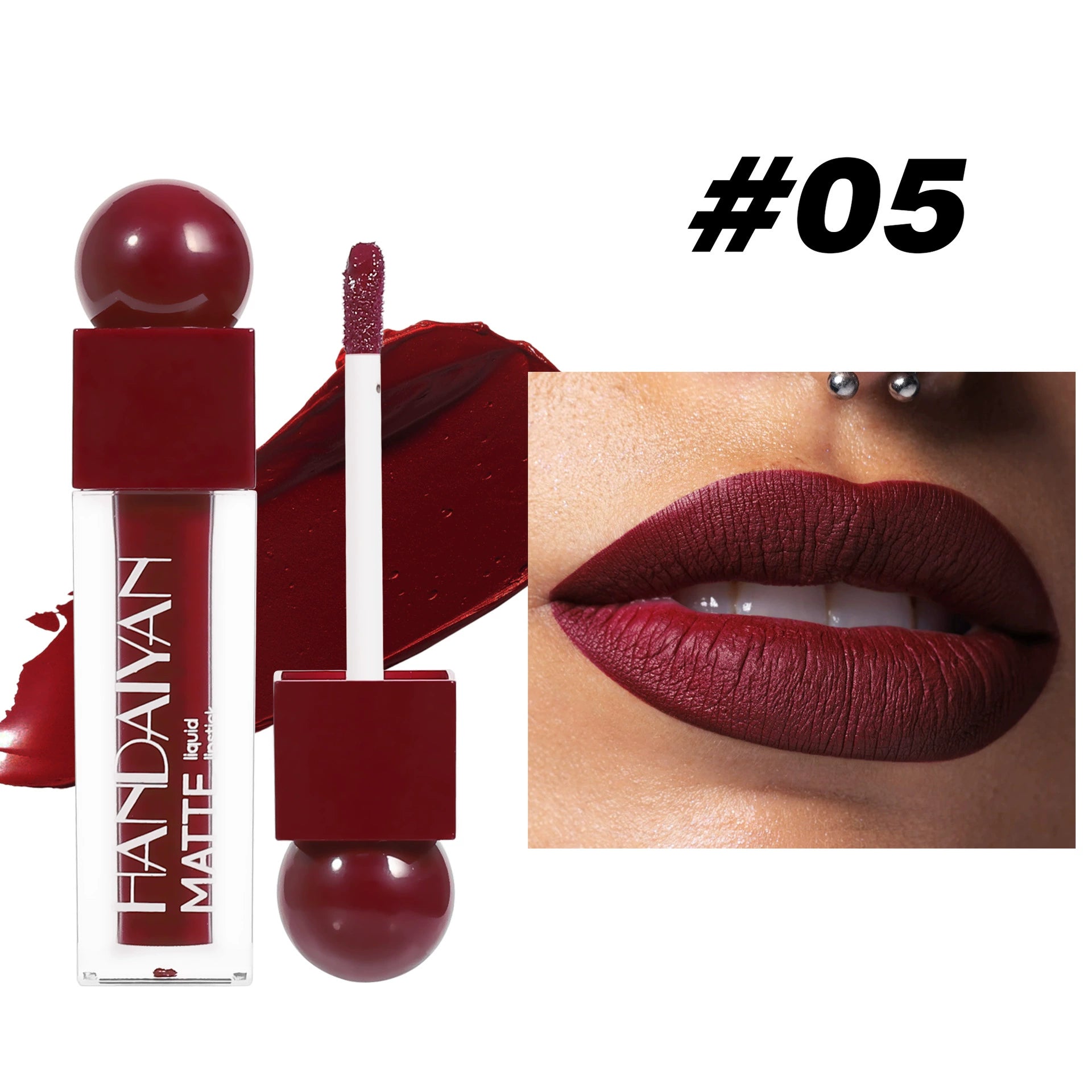 Cross-Border 6-Color Matte Lip Glaze Square Tube Lipstick Waterproof Non-Stick Cup Non-Fading Handaiyan Matte Lip Glaze Lip Gloss