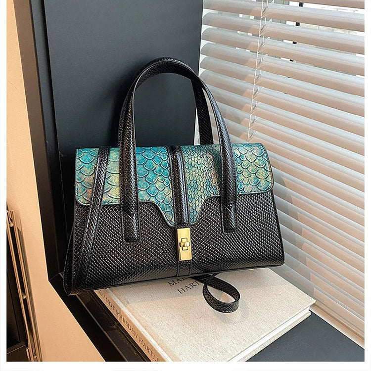 Contrast Color Tote Women's Bag Cross-border European and American Retro Leopard Print Portable Shoulder Crossbody Bag Women's Ladies handbag