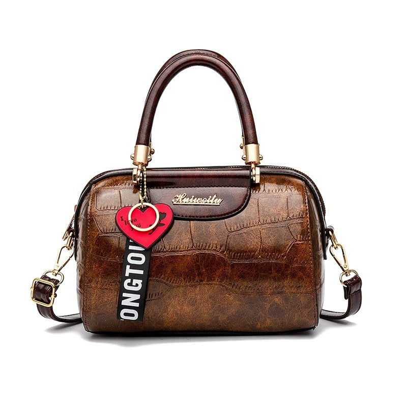 [Hot Style] Bag Women's 2025 Casual Retro Pillow Bag European and American Large Capacity Stone Pattern Single Shoulder Crossbody Bag Trendy