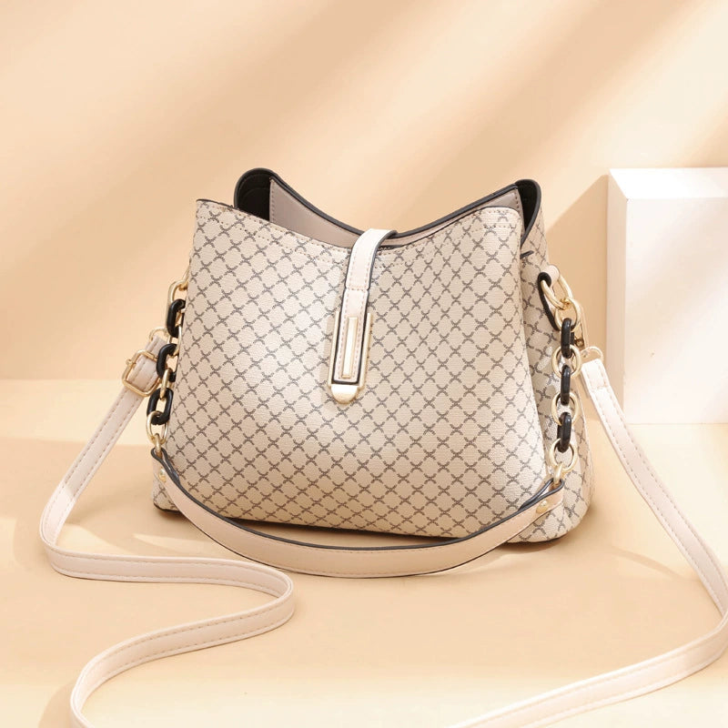 [Drop Shipping Women's Bag] 2025 Autumn and Winter New Bucket Women's Bag Fashionable Printed Shoulder Crossbody Bag Simple Handbag