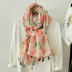 Sweet and Fresh Dye Peach Scarf Women's Spring and Autumn New Cotton All-match Travel Beach Towel Sunscreen Shawl