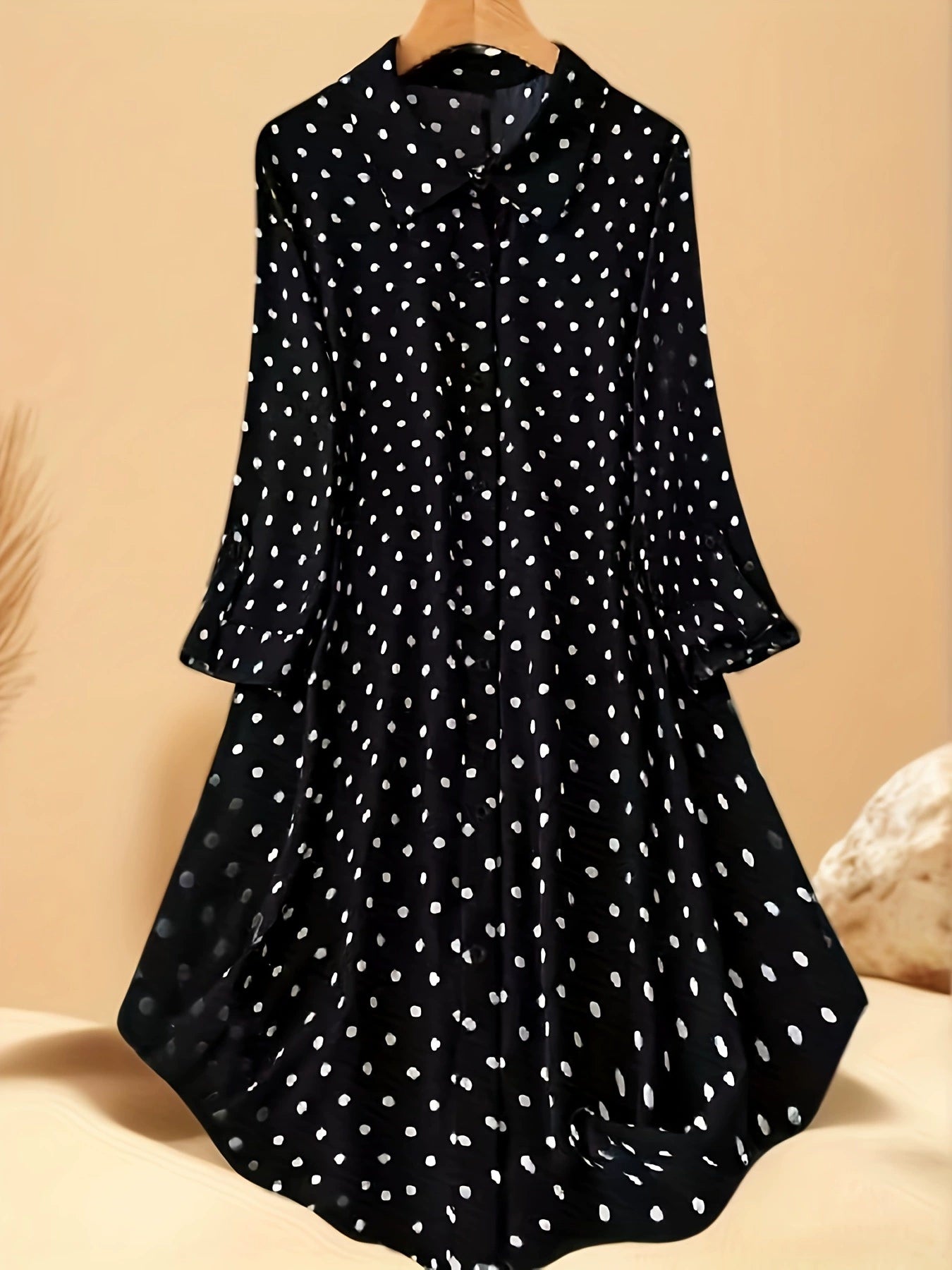 European and American Cross-Border Summer New Style Artistic Printed Loose Casual Shirt Dress Artistic Mid-Length Style