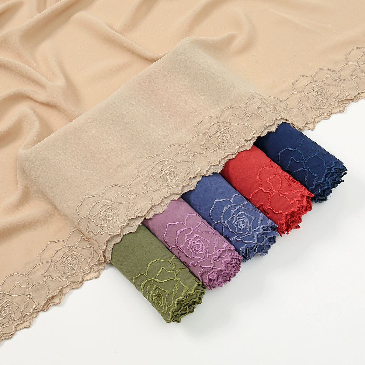Hot-Selling Embroidered Chiffon Versatile Long Scarf, High-Quality, Comfortable, Breathable Women's Shawl, Headscarf, Fashionable Ol
