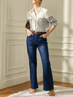 Autumn 2025 Striped Shirt Women's Long-sleeved Loose High-end Elegant Slim-fit Crepe de Chine Silk Top Women's Shirt