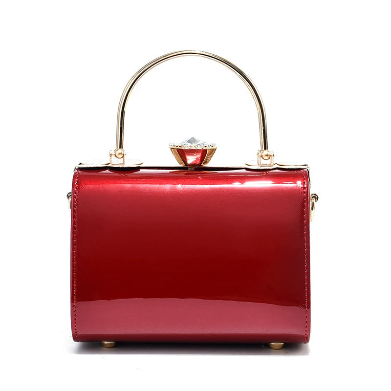 [Foreign Trade Recommendation] Fashionable Bright Leather Steel Armor Bag 2025 Autumn New Satchel Bridal Bag European and American Single Shoulder Diagonal