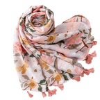 Summer Holiday Sunscreen Scarf Bohemian Pink Flower Scarf Large Shawl Travel Seaside Beach Towel Women